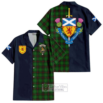 Beveridge Tartan Short Sleeve Button Shirt Alba with Scottish Lion Royal Arm Half Style