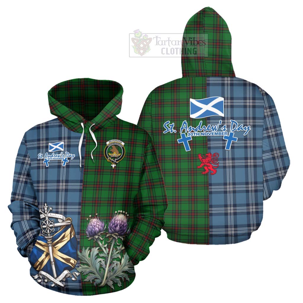 Tartan Vibes Clothing Beveridge Tartan Hoodie Happy St. Andrew's Day Half Tartan Style