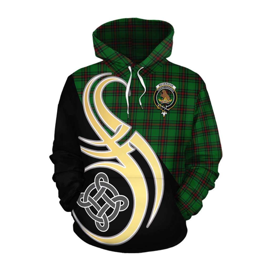 Tartan Vibes Clothing Beveridge Tartan Cotton Hoodie with Family Crest and Celtic Symbol Style