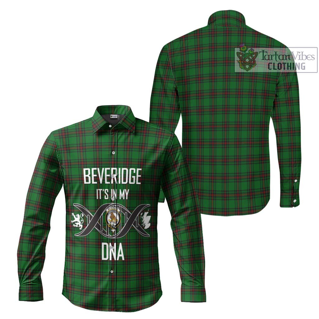 Beveridge Tartan Long Sleeve Button Shirt with Family Crest DNA In Me Style Men's Shirt - Tartanvibesclothing Shop