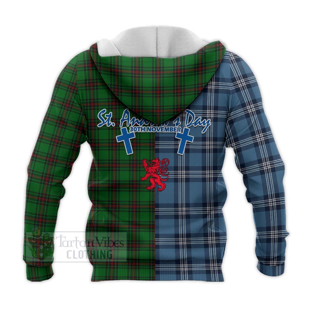 Tartan Vibes Clothing Beveridge Tartan Knitted Hoodie Happy St. Andrew's Day Half Tartan Style