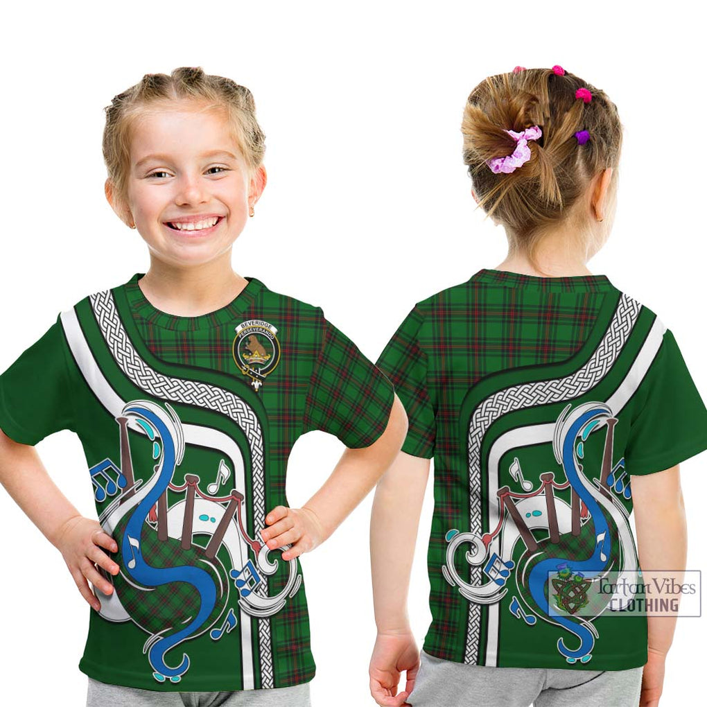 Tartan Vibes Clothing Beveridge Tartan Kid T-Shirt with Epic Bagpipe Style