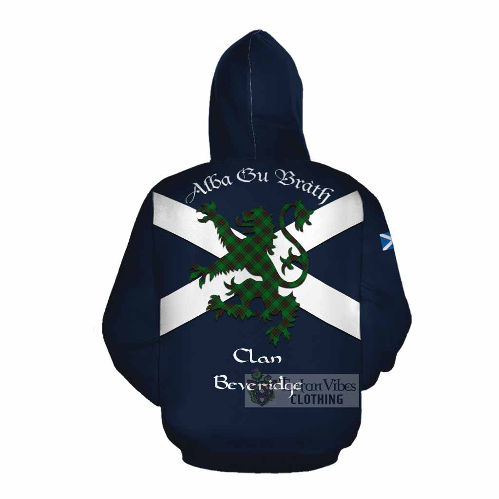 Tartan Vibes Clothing Beveridge Tartan Lion Rampant Cotton Hoodie Proudly Display Your Heritage with Alba Gu Brath and Clan Name