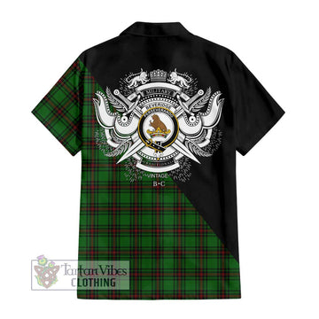 Beveridge Tartan Short Sleeve Button Shirt with Family Crest and Military Logo Style