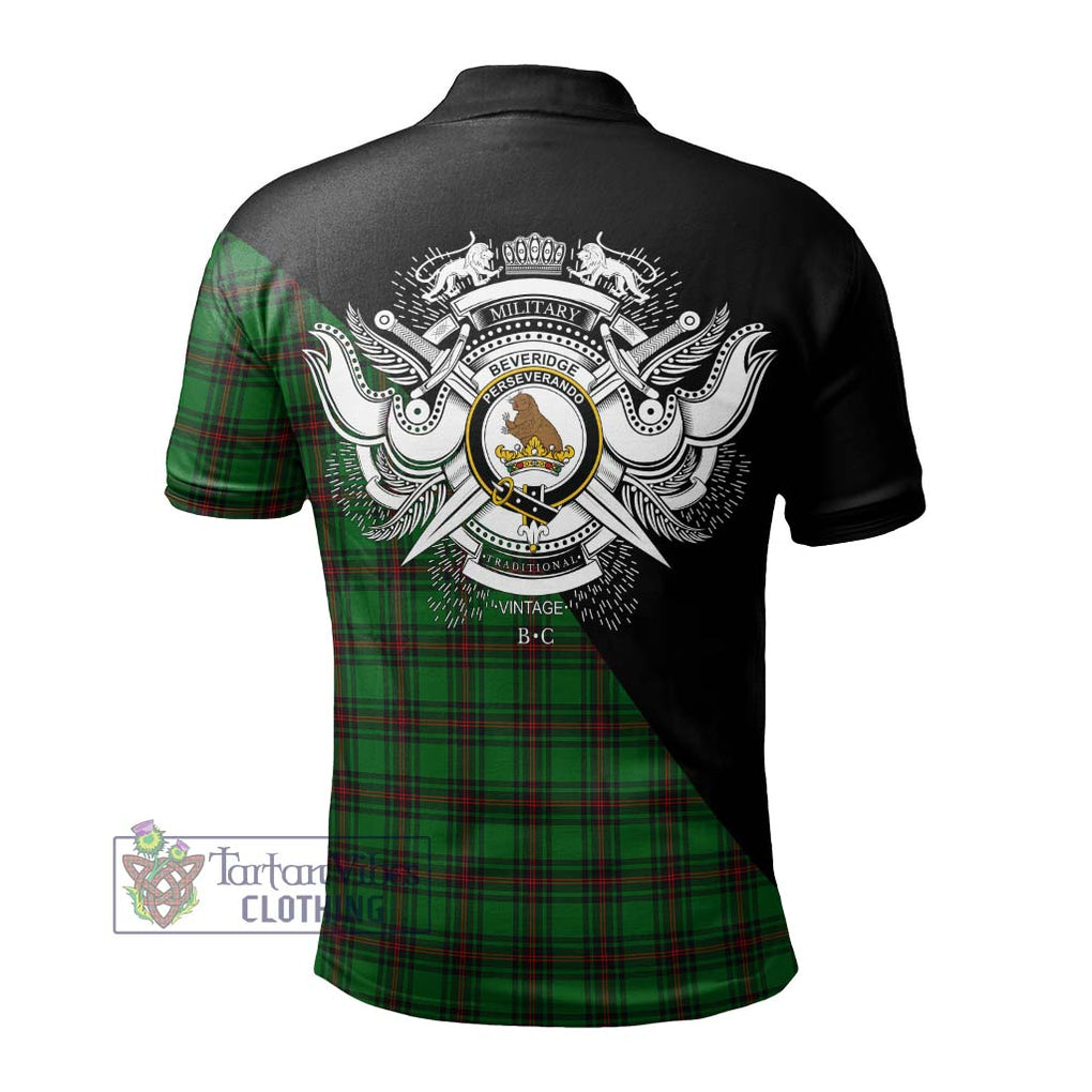 Beveridge Tartan Polo Shirt with Family Crest and Military Logo Style - Tartanvibesclothing Shop