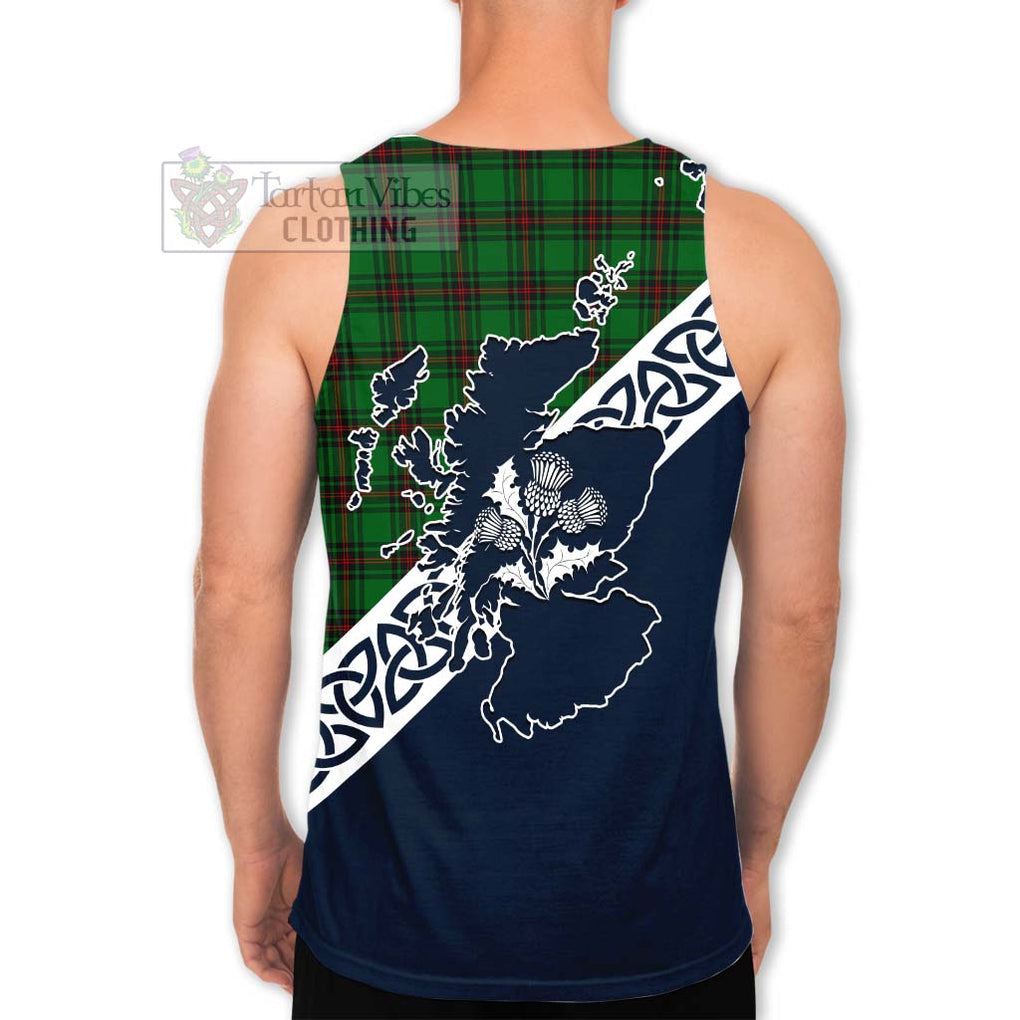 Tartan Vibes Clothing Beveridge Tartan Men's Tank Top Featuring Thistle and Scotland Map