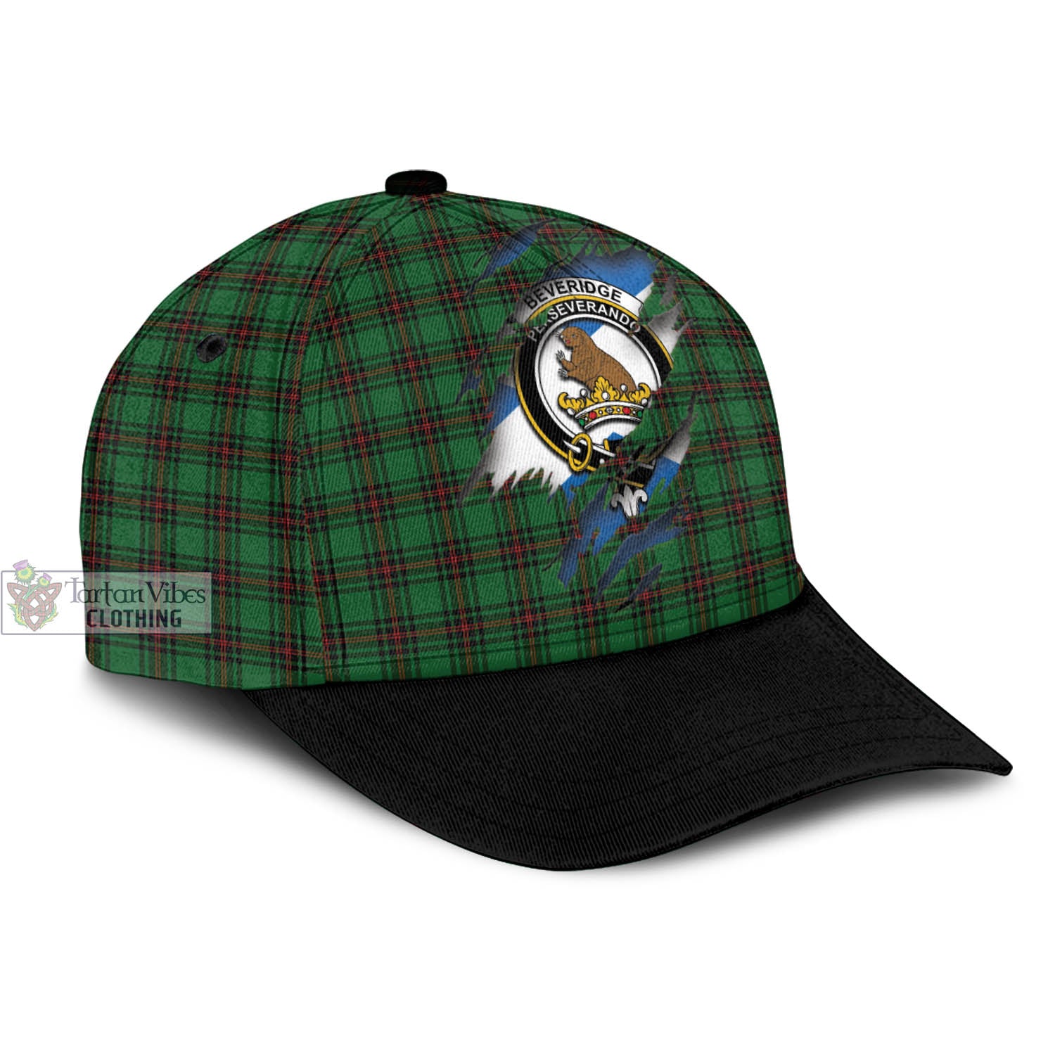 Tartan Vibes Clothing Beveridge Tartan Classic Cap with Family Crest In Me Style