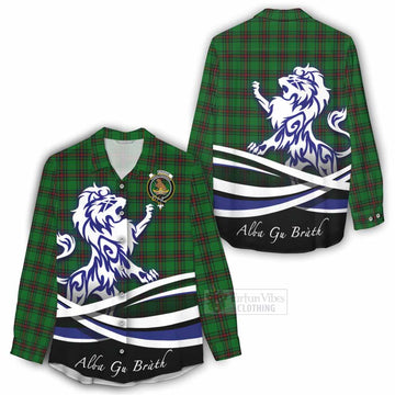 Beveridge Tartan Women's Casual Shirt with Alba Gu Brath Regal Lion Emblem