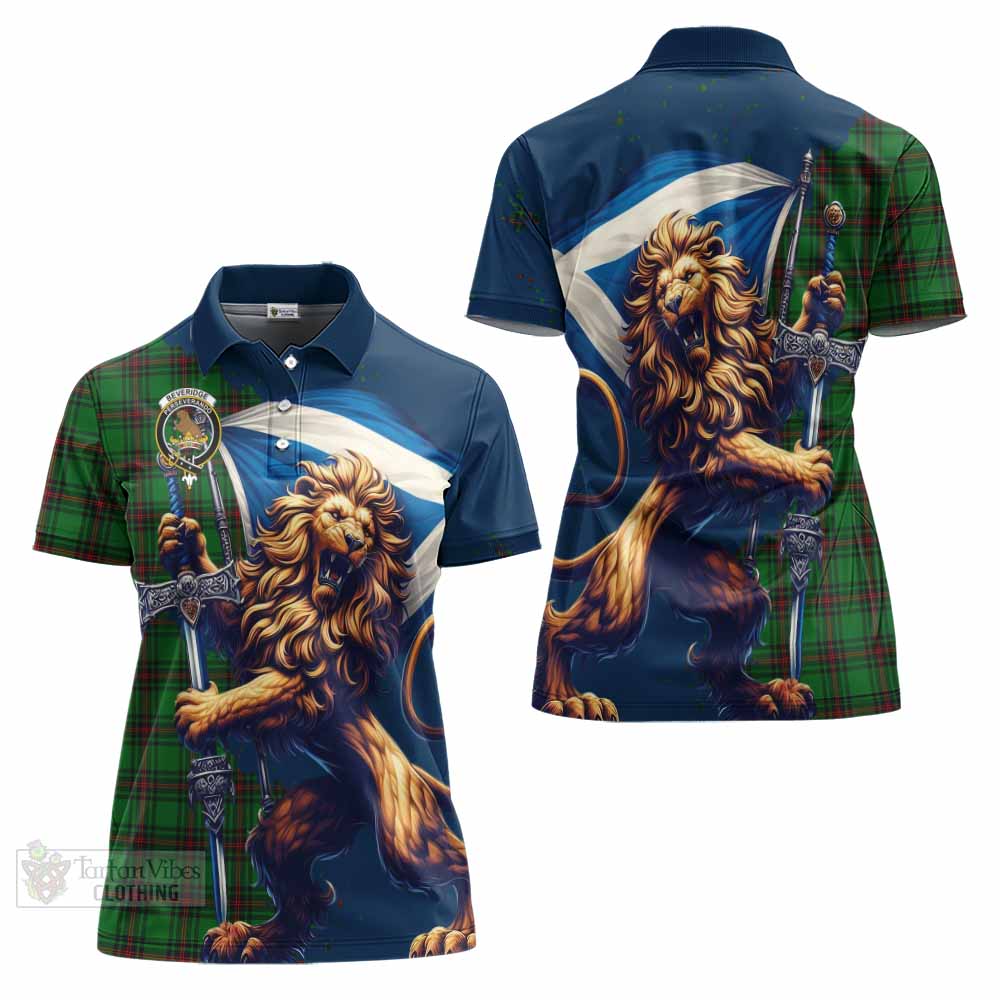 Tartan Vibes Clothing Beveridge Tartan Family Crest Women's Polo Shirt with Scottish Majestic Lion