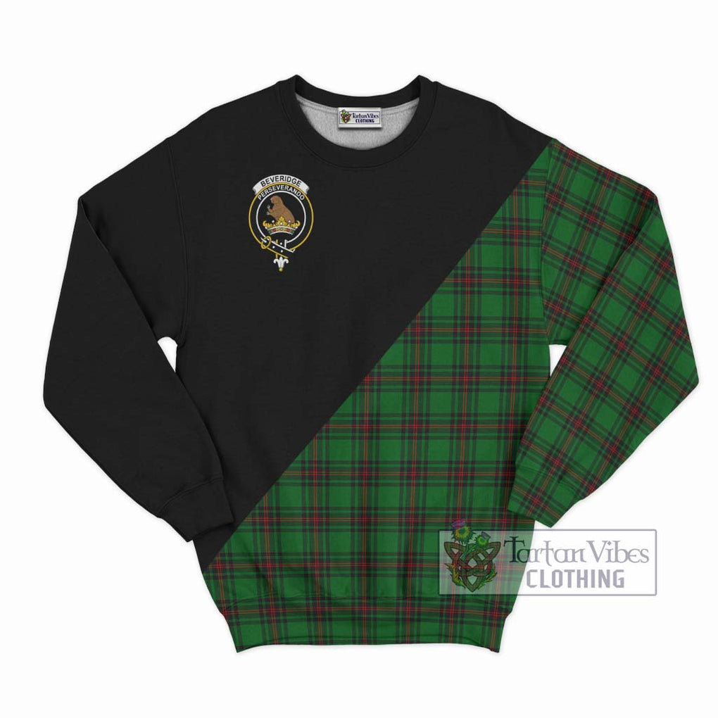 Beveridge Tartan Sweatshirt with Family Crest and Military Logo Style - Tartanvibesclothing Shop