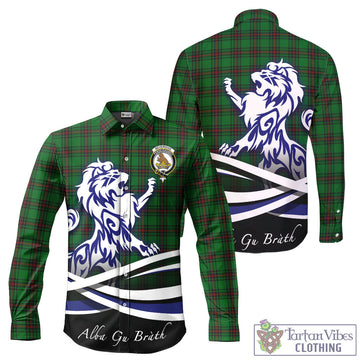 Beveridge Tartan Long Sleeve Button Up Shirt with Alba Gu Brath Regal Lion Emblem