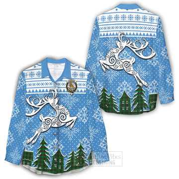 Beveridge Clan Christmas Women's Casual Shirt Celtic Reindeer Style