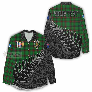 Beveridge Crest Tartan Women's Casual Shirt with New Zealand Silver Fern Half Style