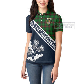 Beveridge Tartan Women's Polo Shirt Featuring Thistle and Scotland Map