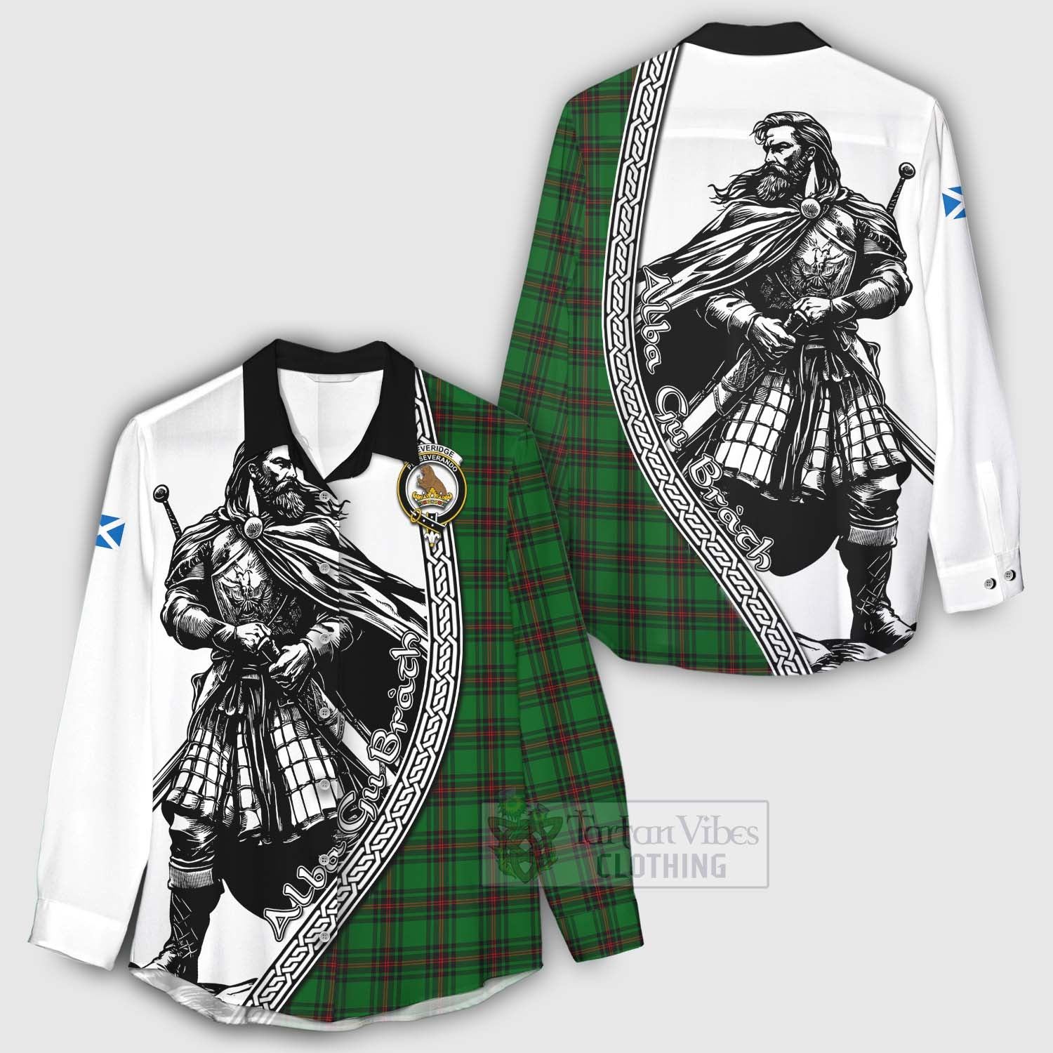 Tartan Vibes Clothing Beveridge Tartan Clan Crest Women's Casual Shirt with Highlander Warrior Celtic Style