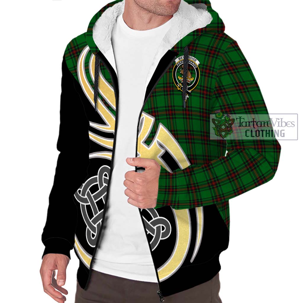 Beveridge Tartan Sherpa Hoodie with Family Crest and Celtic Symbol Style - Tartan Vibes Clothing