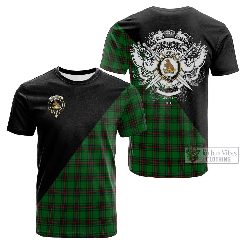 Tartan Vibes Clothing Beveridge Tartan Cotton T-shirt with Family Crest and Military Logo Style