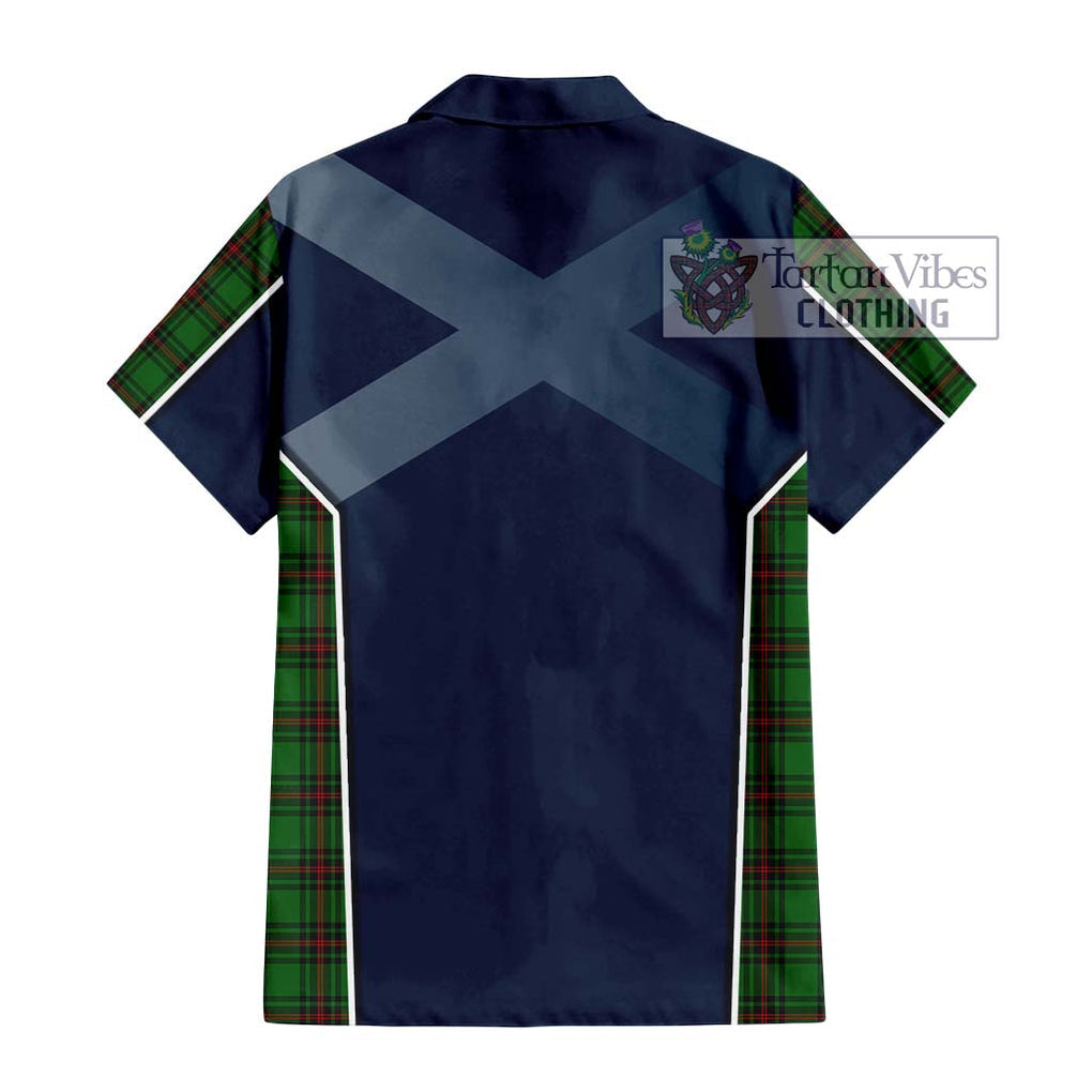 Beveridge Tartan Short Sleeve Button Shirt with Family Crest and Lion Rampant Vibes Sport Style - Tartan Vibes Clothing