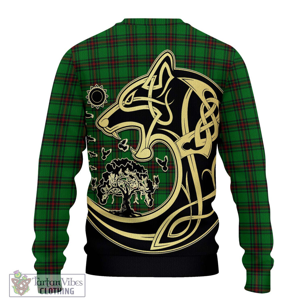 Beveridge Tartan Knitted Sweater with Family Crest Celtic Wolf Style - Tartan Vibes Clothing