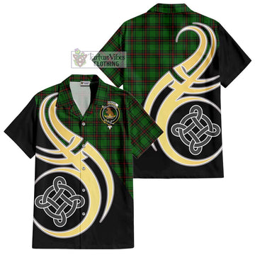 Beveridge Tartan Short Sleeve Button Shirt with Family Crest and Celtic Symbol Style