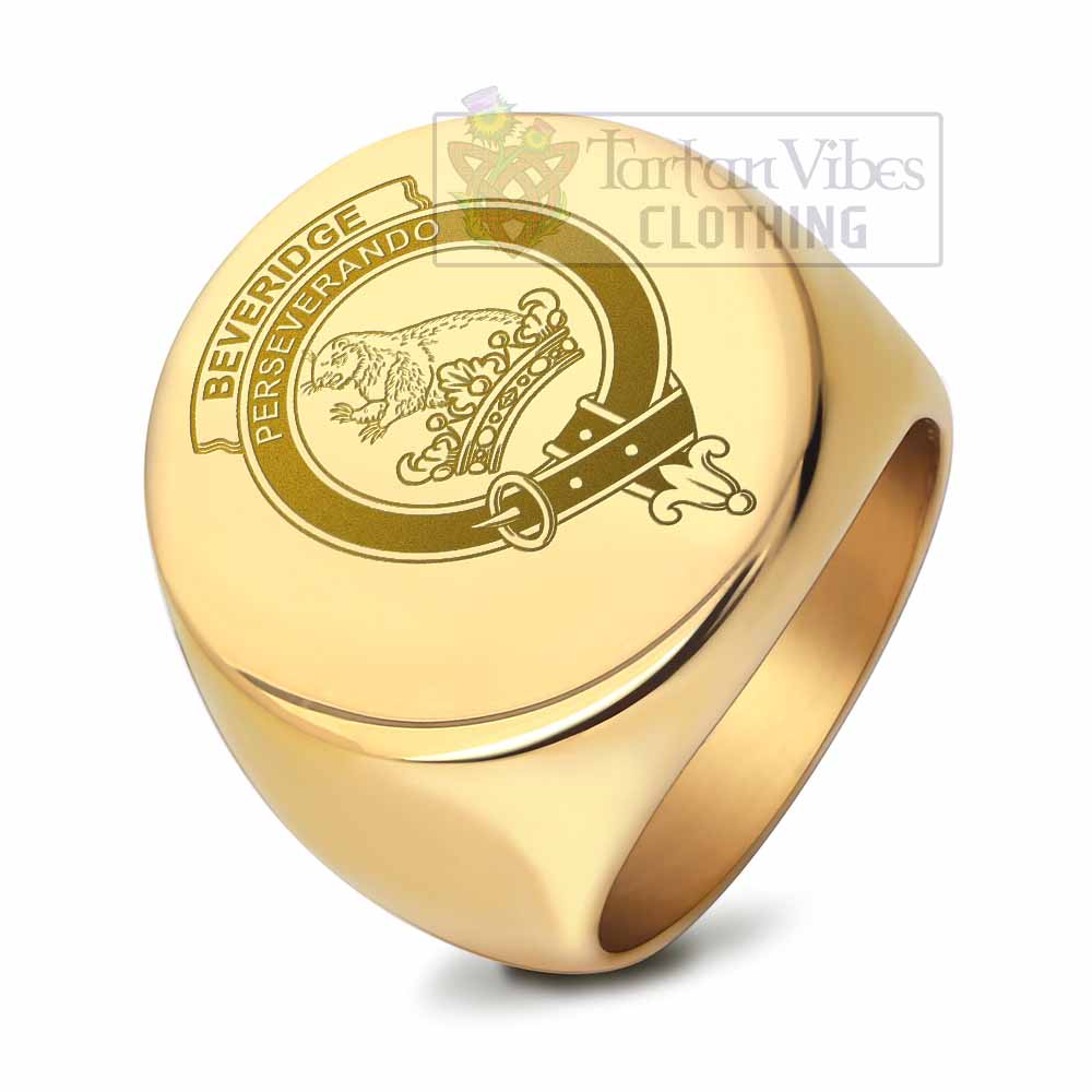 Tartan Vibes Clothing Beveridge Clan Crest Engraved Ring