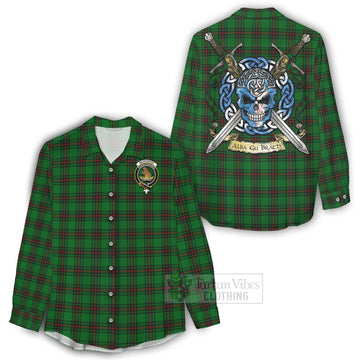 Beveridge Tartan Women's Casual Shirt with Family Crest Celtic Skull Style