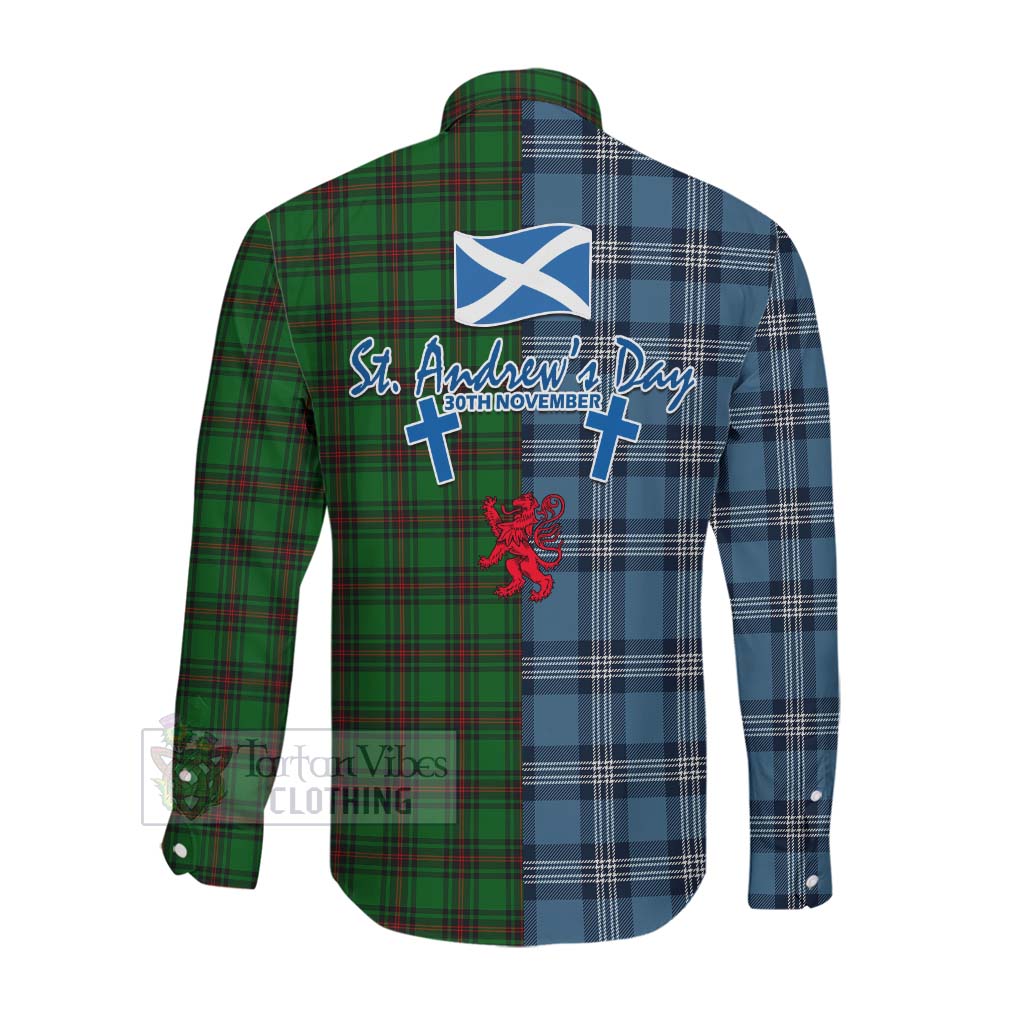 Tartan Vibes Clothing Beveridge Tartan Long Sleeve Button Shirt Happy St. Andrew's Day Half Tartan Style