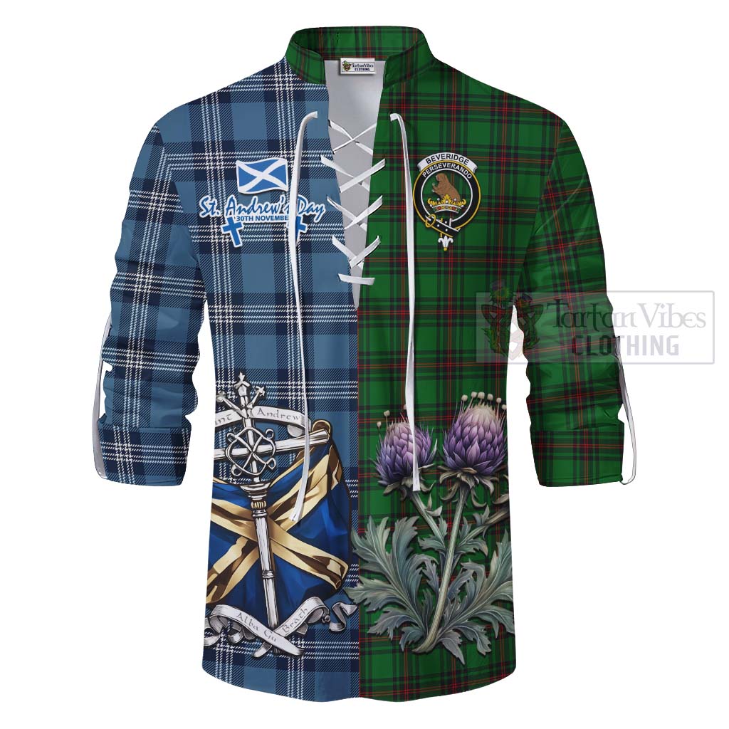 Tartan Vibes Clothing Beveridge Tartan Ghillie Kilt Shirt Happy St. Andrew's Day Half Tartan Style