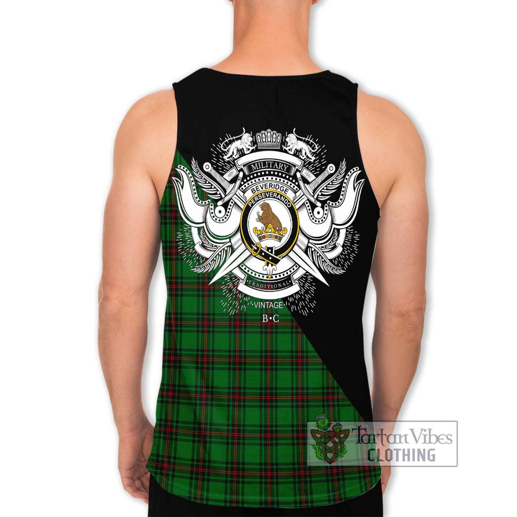 Beveridge Tartan Men's Tank Top with Family Crest and Military Logo Style - Tartanvibesclothing Shop