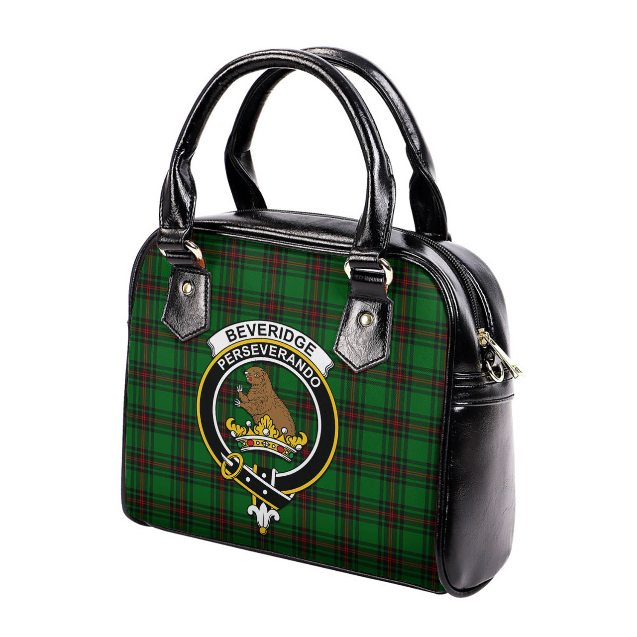 Beveridge Tartan Shoulder Handbags with Family Crest - Tartanvibesclothing