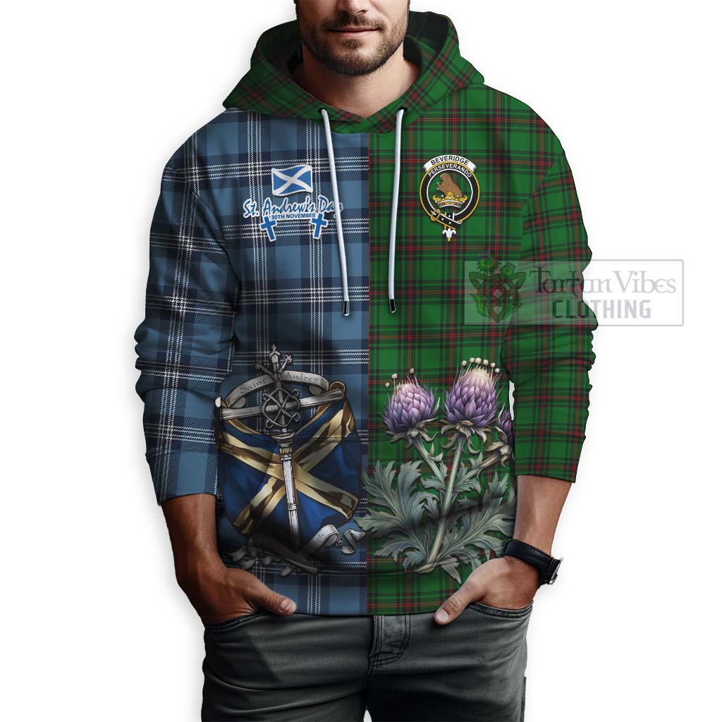 Tartan Vibes Clothing Beveridge Tartan Hoodie Happy St. Andrew's Day Half Tartan Style