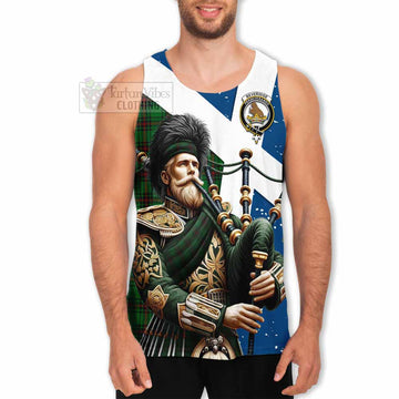 Beveridge Tartan Men's Tank Top with Family Crest Scottish Bagpiper Vibes