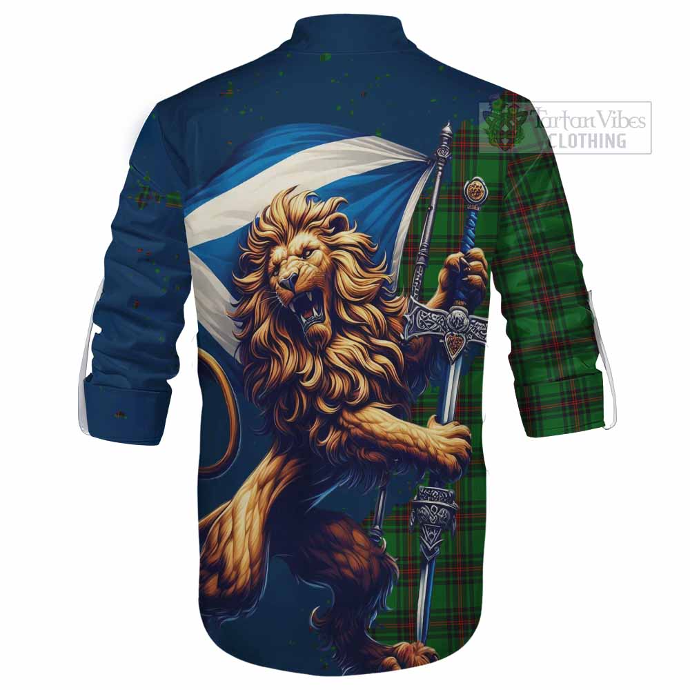 Tartan Vibes Clothing Beveridge Tartan Family Crest Ghillie Kilt Shirt with Scottish Majestic Lion