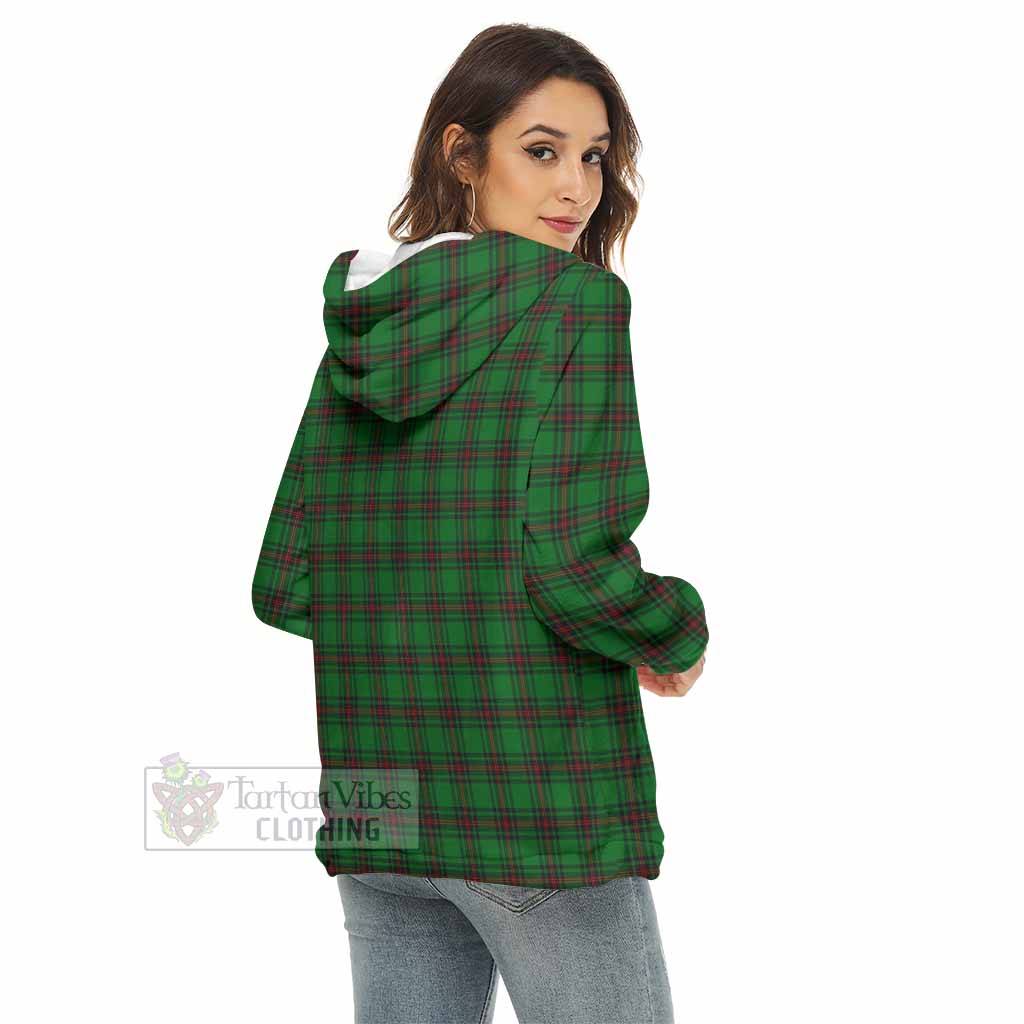 Tartan Vibes Clothing Beveridge Tartan Crest Women's Borg  Half Zip Fleece Hoodie