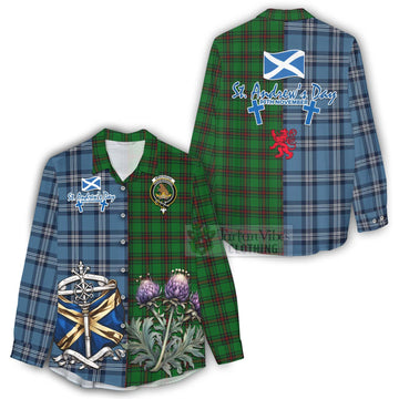 Beveridge Tartan Women's Casual Shirt Happy St. Andrew's Day Half Tartan Style