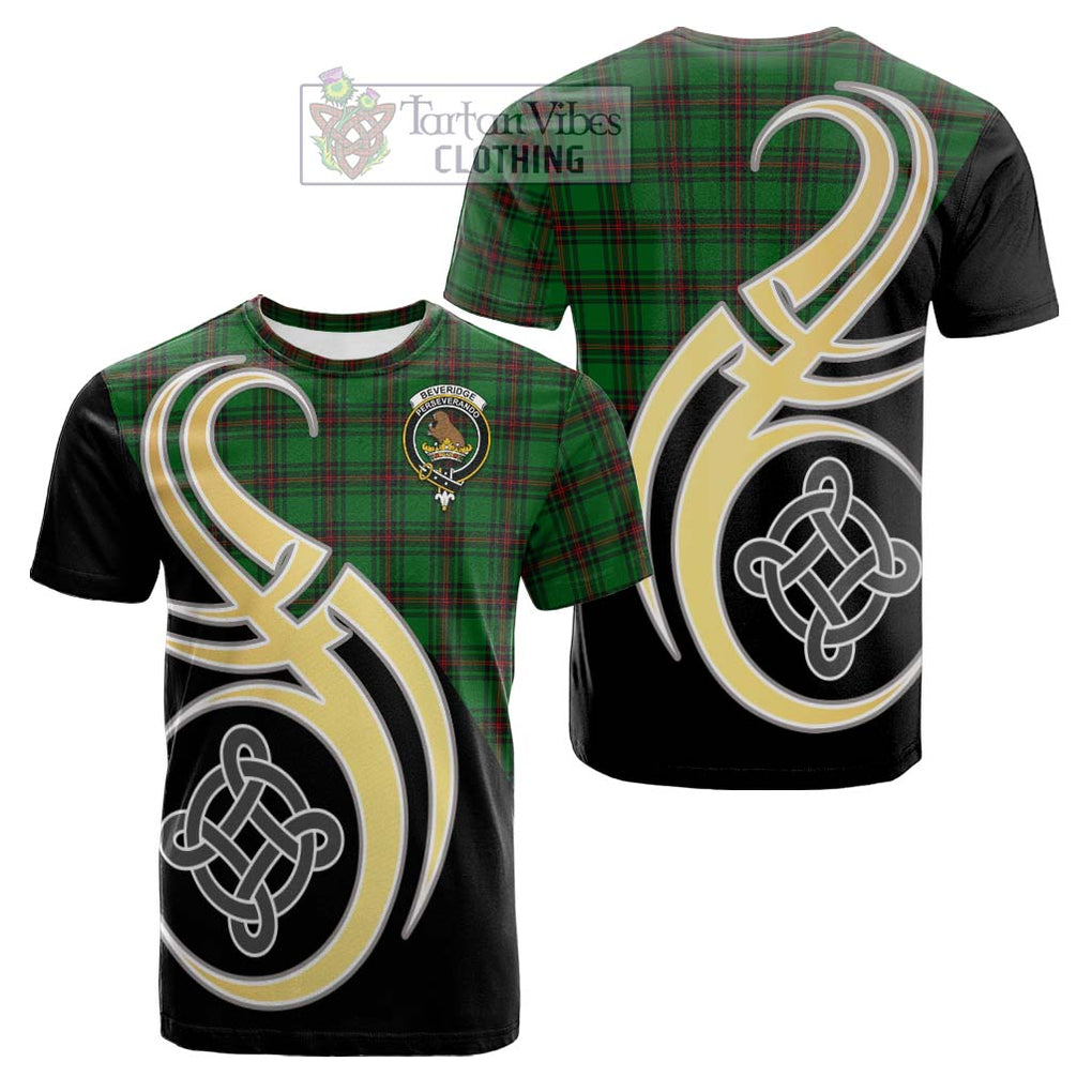 Tartan Vibes Clothing Beveridge Tartan Cotton T-shirt with Family Crest and Celtic Symbol Style