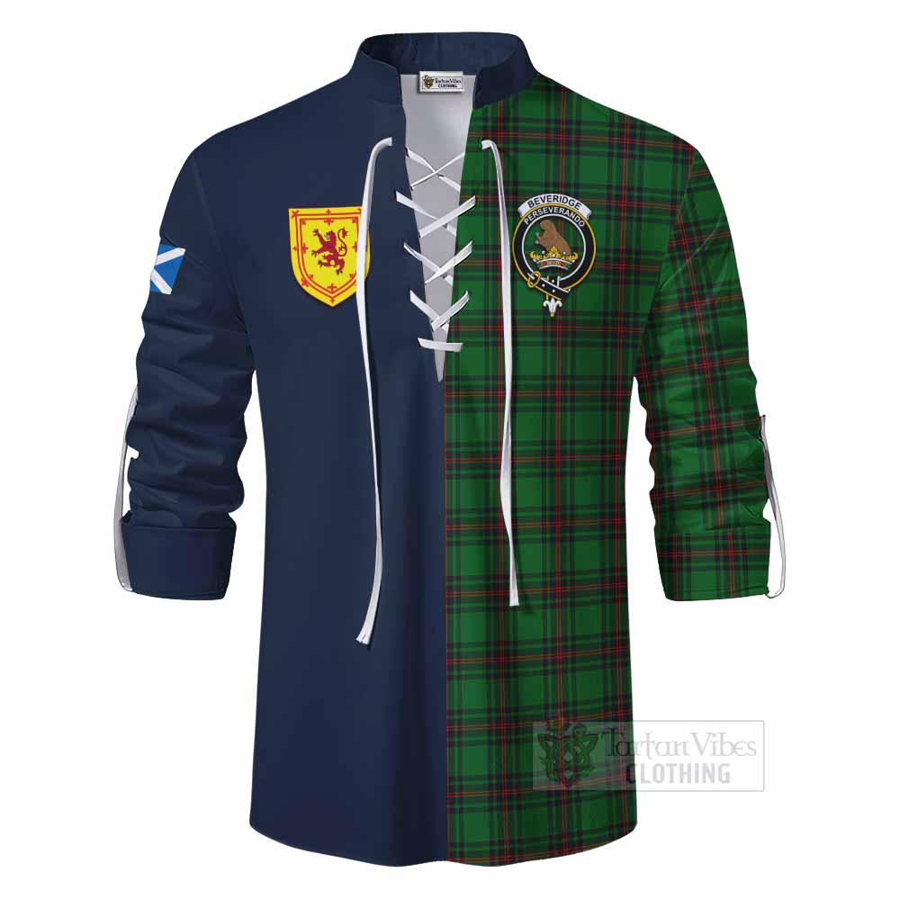 Beveridge Tartan Ghillie Kilt Shirt Alba with Scottish Lion Royal Arm Half Style