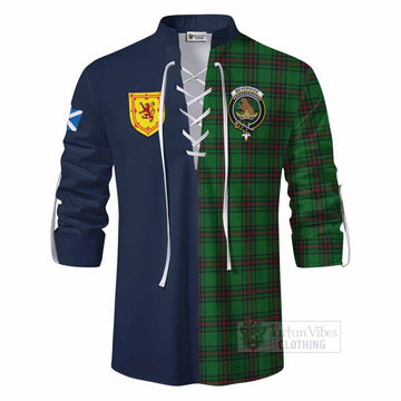 Beveridge Tartan Ghillie Kilt Shirt Alba with Scottish Lion Royal Arm Half Style