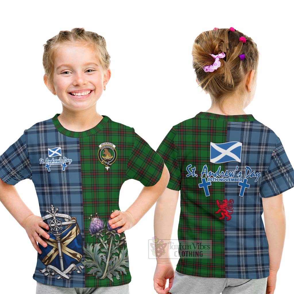 Tartan Vibes Clothing Beveridge Tartan Kid T-Shirt Happy St. Andrew's Day Half Tartan Style