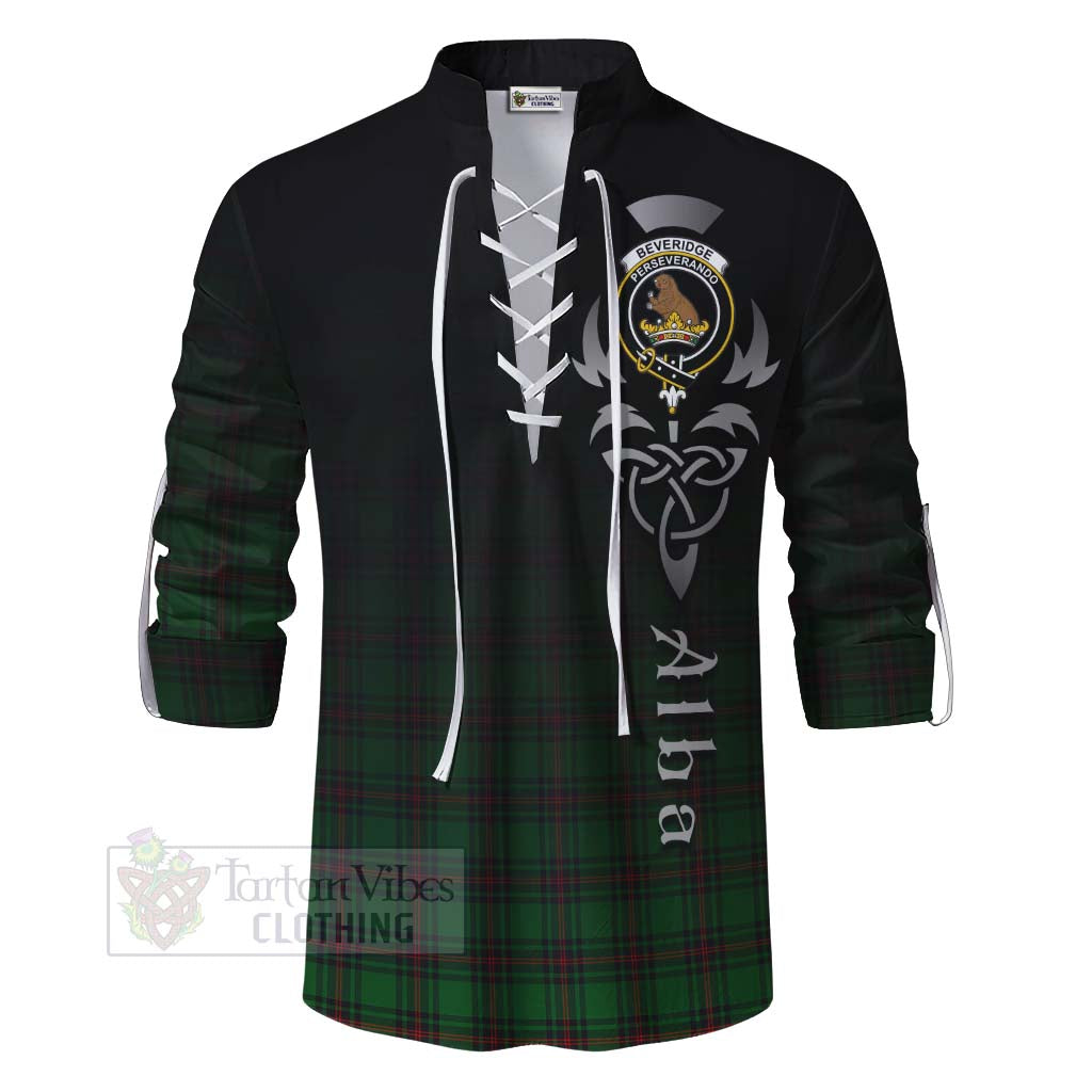 Tartan Vibes Clothing Beveridge Tartan Ghillie Kilt Shirt Featuring Alba Gu Brath Family Crest Celtic Inspired