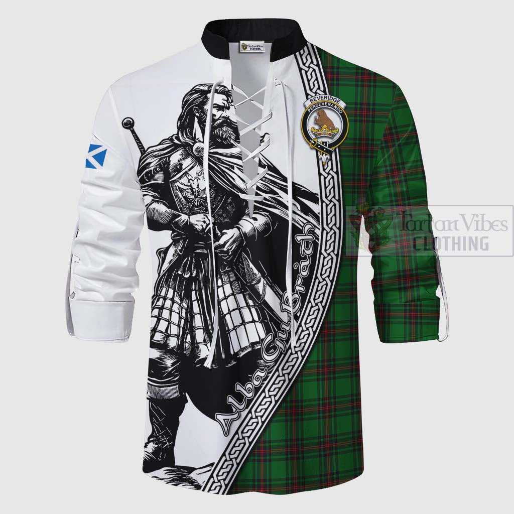 Tartan Vibes Clothing Beveridge Tartan Clan Crest Ghillie Kilt Shirt with Highlander Warrior Celtic Style