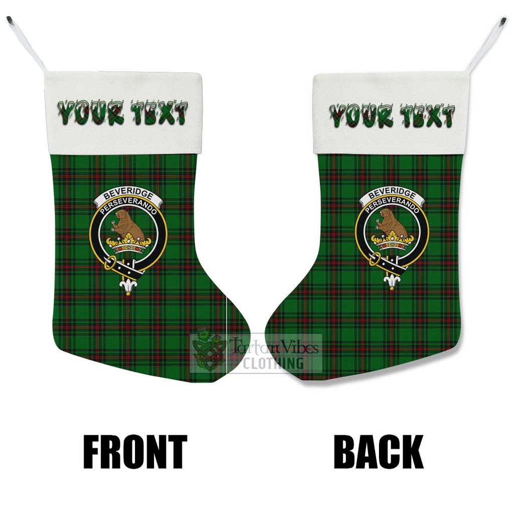 Tartan Vibes Clothing Beveridge Tartan Family Crest Christmas Stocking with Personalized Text