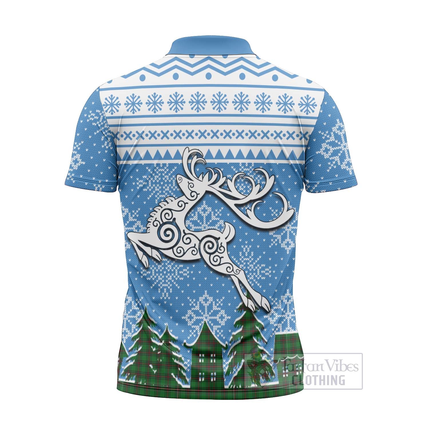 Tartan Vibes Clothing Beveridge Clan Christmas Zipper Polo Shirt Celtic Reindeer Style