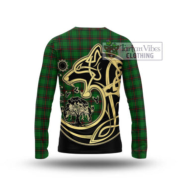 Beveridge Tartan Long Sleeve T-Shirt with Family Crest Celtic Wolf Style