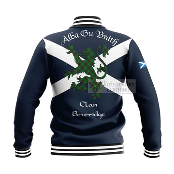 Beveridge Tartan Lion Rampant Baseball Jacket  Proudly Display Your Heritage with Alba Gu Brath and Clan Name