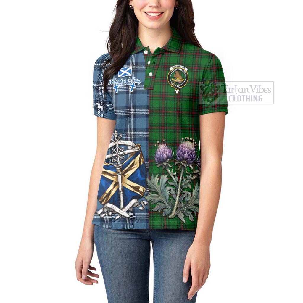 Tartan Vibes Clothing Beveridge Tartan Women's Polo Shirt Happy St. Andrew's Day Half Tartan Style