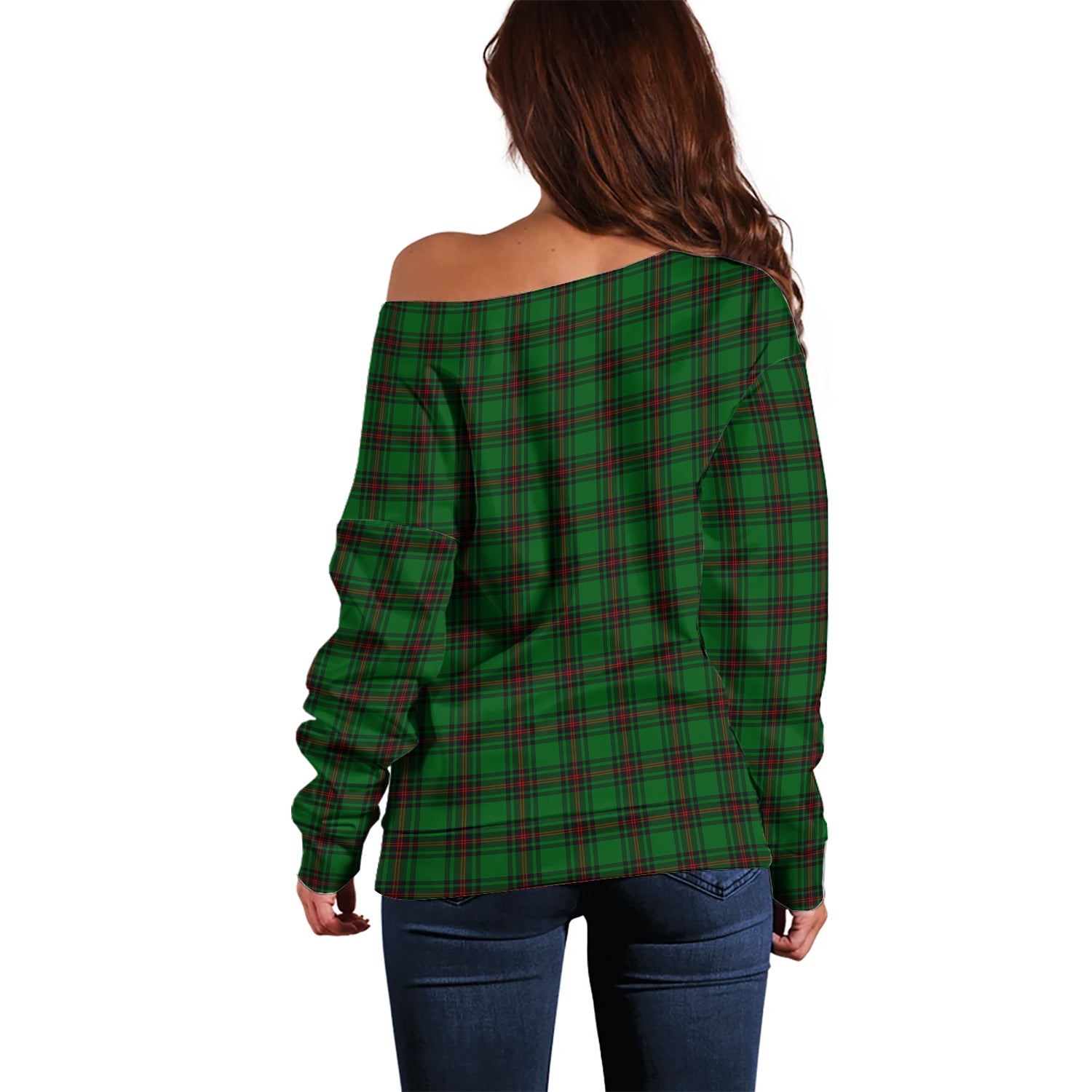 Beveridge Tartan Off Shoulder Women Sweater with Family Crest - Tartanvibesclothing