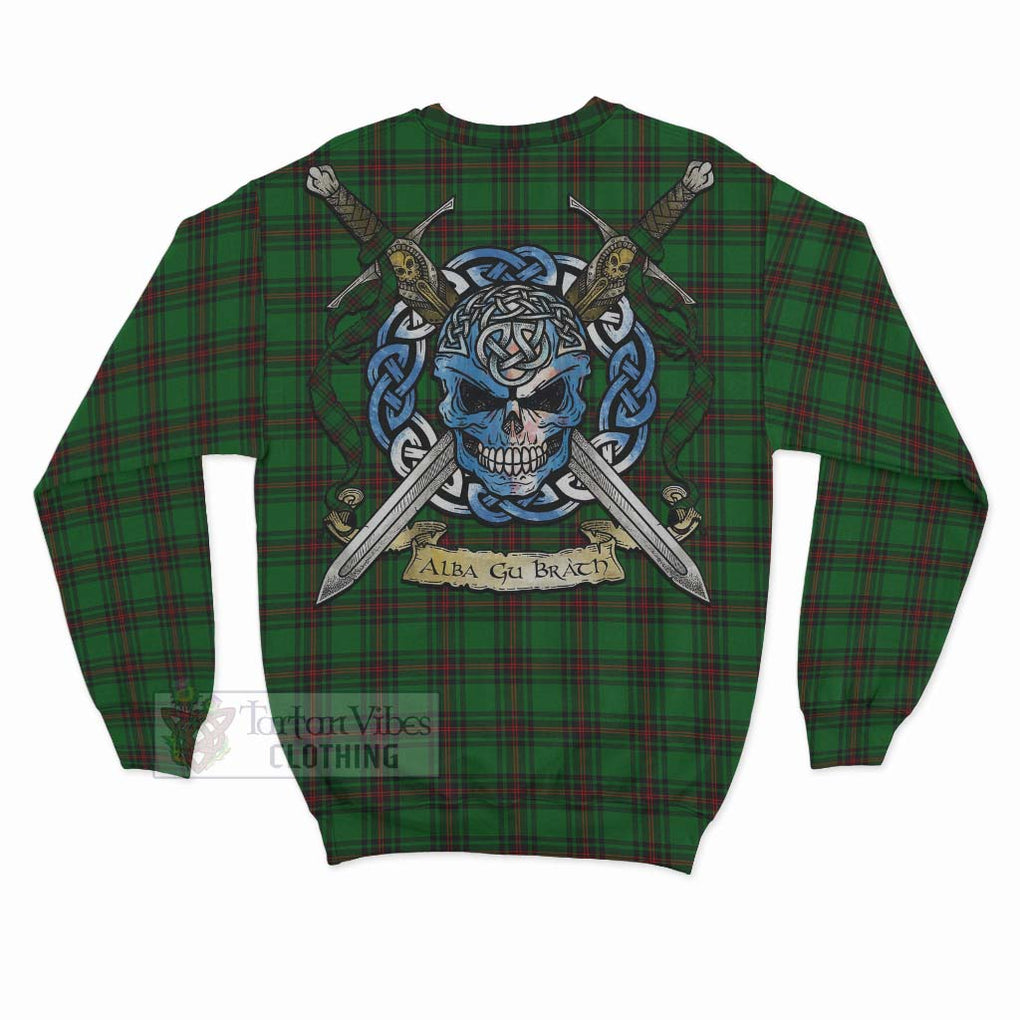 Tartan Vibes Clothing Beveridge Tartan Sweatshirt with Family Crest Celtic Skull Style