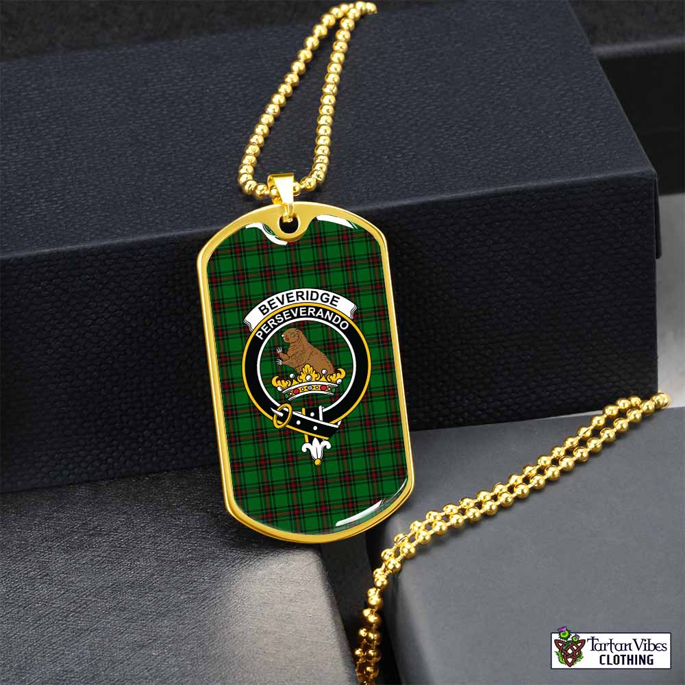 Tartan Vibes Clothing Beveridge Tartan Dog Tag Necklace with Family Crest