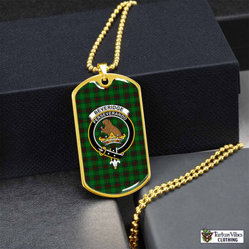 Beveridge Tartan Dog Tag Necklace with Family Crest